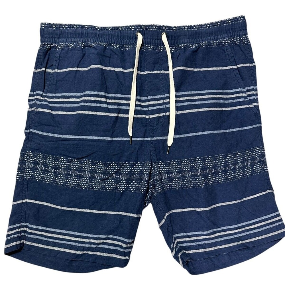 American Eagle Shorts Men's Size L Blue Bermuda Stripes Casual‎ Stretch Waist